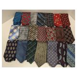 Lot of 21 men's neck ties, multiple brands