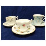 Group of vtg tea cups & saucers, made in England