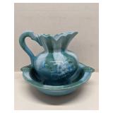 Dryden Arkansas Pottery Blue/Green Bowl & Pitcher