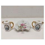 Vintage Disneyland salt pepper shakers & a plate