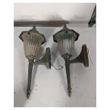 Pair of exterior metal wall sconces