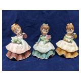 Lot of 3 Lefton GIrl of the Month figurines