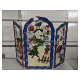Christmas themed metal fireplace screen