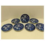 (7) Kikusa Blue & White 6' saucers, occupied Japan