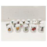 Collection of 17 porcelain thimbles