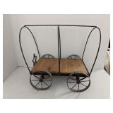 Metal and wood covered wagon decor