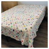 Vtg Cathedral Window Quilt Hand Sewn and