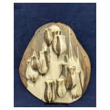 Handmade Drip Glaze Pottery wall art, 1988 signed