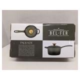 Bel-Fer enamelled cast iron pan w/ lid 1.75 qt new