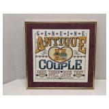 Embroidered Antiqie Couple framed sign