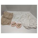 Group of lace doilies
