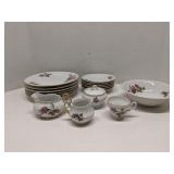 Partial set of Royal Sealy Moss Rose dishes