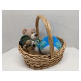 Plush toys in a basket