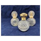 Lot of 3 pressed glass perfume bottles