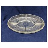 Heavy pressed glass relish dish