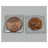 1oz .999 Copper Prospector coin & a Lincoln