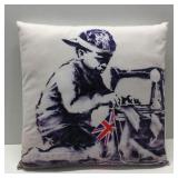 !Leesh Banksy Slave Labor Graphic Art Throw Pillow