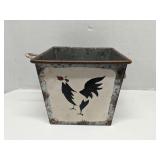 Farmhouse style metal planter w/ rooster