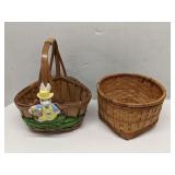 Two wicker baskets, one is Easter