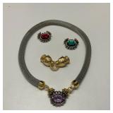 Gold Tone Mesh Chocker Necklace w/ 4 Snap Closure