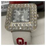 OU Genava Platinum Watch Square Face Rhinestones