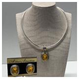 Silver Gold Tone Swirling Cable Necklace with
