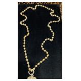 Faux Pearl Necklace w/ Ornate Silver Tone