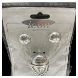 Silver Toned Basketball Pierced Earrings & Pendant