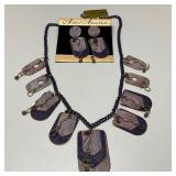 Purple & Pink Mixed Media Necklace & Dangle