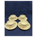 Lot of 4 Pilloret Cognac Teacups & saucers, Limoge