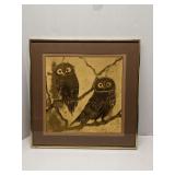 Optical illusion gold foil Owl framed art