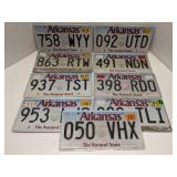Lot of 9 Arkansas license plates