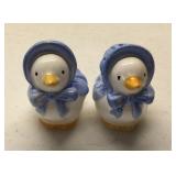 Pair Geese with Blue Bonnets Salt & Pepper Shakers