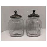 Set of 2 glass cannisters w/ lids
