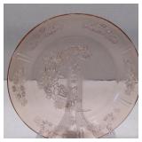 Sharon Cabbage Rose Pink Depression Glass Plate 9'