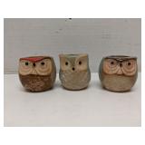 Lot of 3 Ceramic Owl Succulent Plant Pots