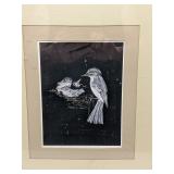 Birds Feeding Scratchboard Art Print Sally Miller