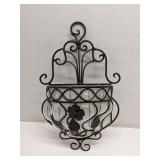 Wrought iron wall planter w/ glass insert