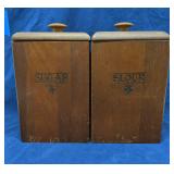 1960's-70's Wooden Canisters W/Plastic Liners