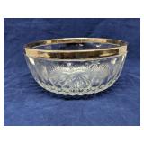 Sunburst pressed glass bowl w/ silverplate rim
