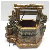 Vtg McCoy Wishing Well Brown Planter w/chain