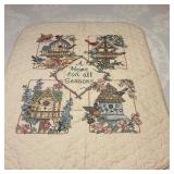 A Home for All Seasons Cross Stitched Lap Quilt