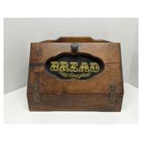 Vtg wood bread box, glass in door - Cottagecore