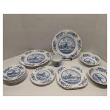 Group of Johnson Bros Tulip Time dishes, England