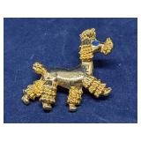 Gold-tone poodle brooch pin