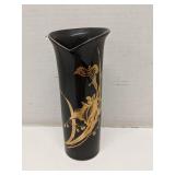Toyo Japan Black & Gold Ceramic Bud Vase