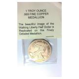 Walking Liberty 1 oz .999 Fine Copper Coin