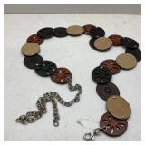 Chain Belt Multi-Colored Discs with Cut-out Floral