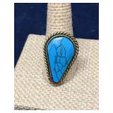 Native American-style Turquise colored adj. ring