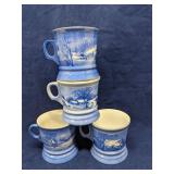 Set of 4 Currier & Ives Wilderness mugs